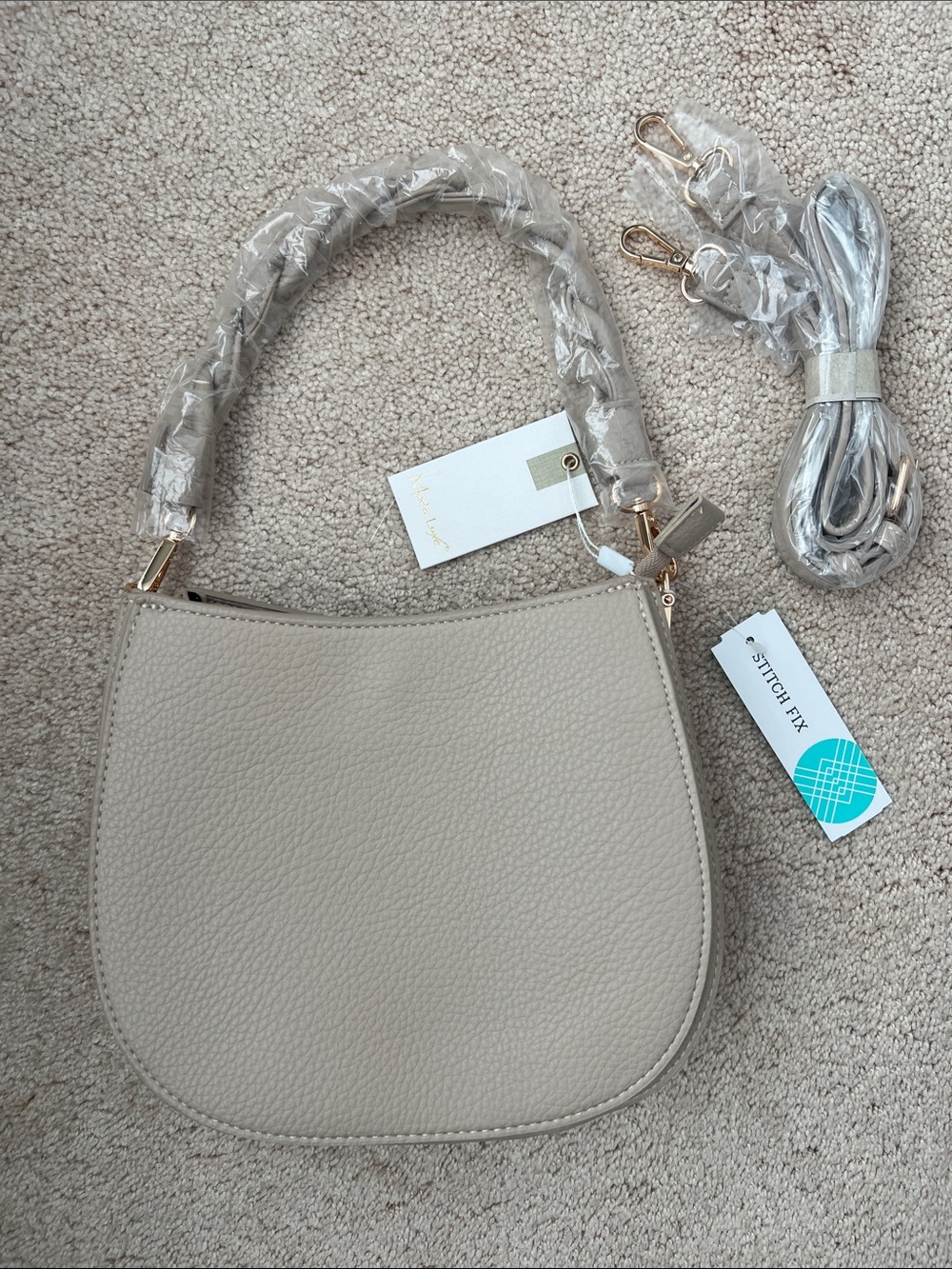 Moda Luxe Beige Saddle Crossbody Bag